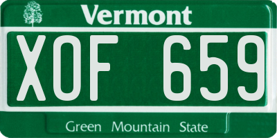 VT license plate XOF659