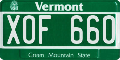 VT license plate XOF660