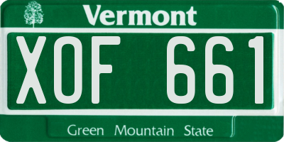 VT license plate XOF661