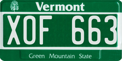 VT license plate XOF663