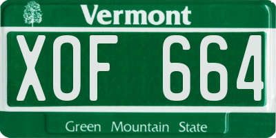 VT license plate XOF664