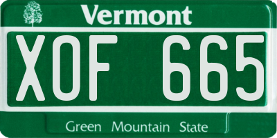 VT license plate XOF665