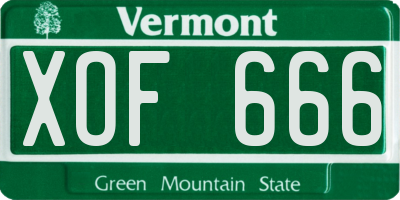 VT license plate XOF666