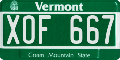 VT license plate XOF667