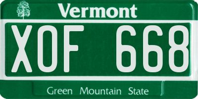 VT license plate XOF668