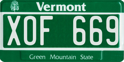 VT license plate XOF669