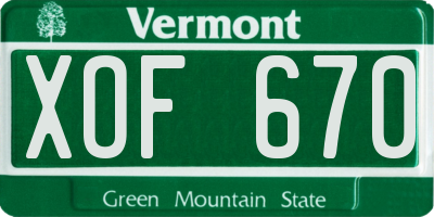 VT license plate XOF670