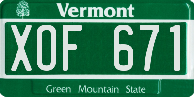 VT license plate XOF671