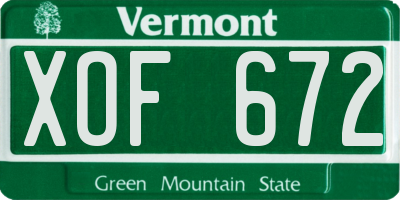VT license plate XOF672