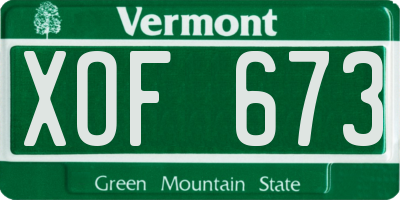 VT license plate XOF673