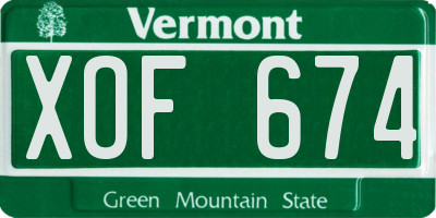 VT license plate XOF674