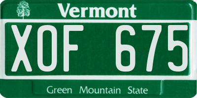 VT license plate XOF675