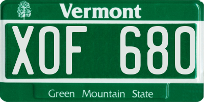 VT license plate XOF680