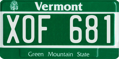VT license plate XOF681