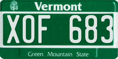 VT license plate XOF683
