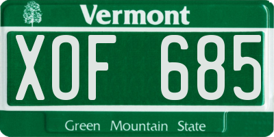 VT license plate XOF685