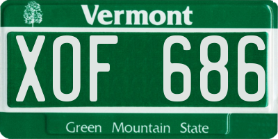 VT license plate XOF686