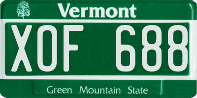 VT license plate XOF688