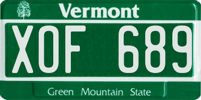 VT license plate XOF689