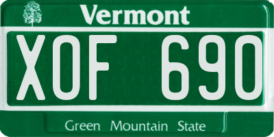 VT license plate XOF690