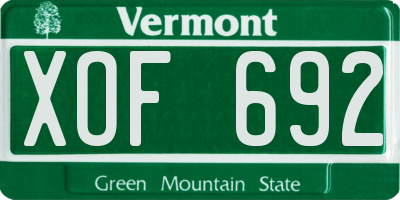 VT license plate XOF692