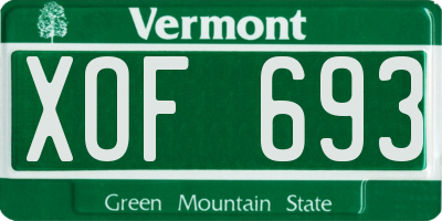 VT license plate XOF693