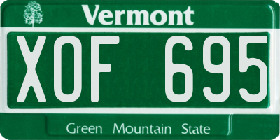 VT license plate XOF695