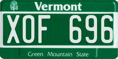 VT license plate XOF696