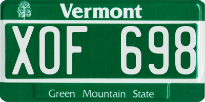 VT license plate XOF698
