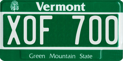 VT license plate XOF700