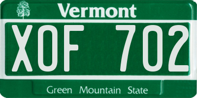 VT license plate XOF702