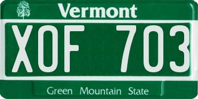 VT license plate XOF703