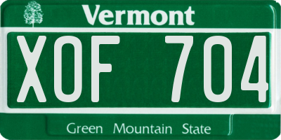 VT license plate XOF704