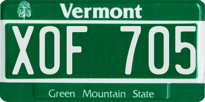 VT license plate XOF705