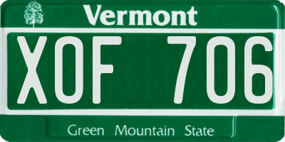 VT license plate XOF706
