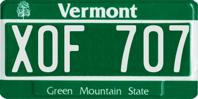 VT license plate XOF707