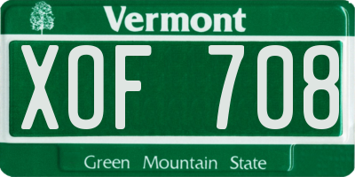 VT license plate XOF708