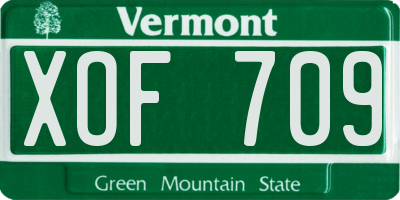 VT license plate XOF709