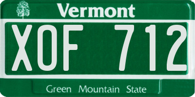 VT license plate XOF712
