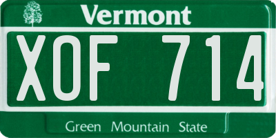 VT license plate XOF714