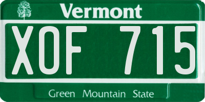 VT license plate XOF715