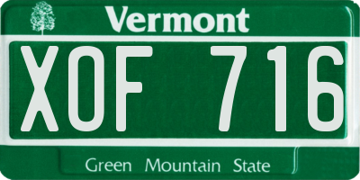VT license plate XOF716