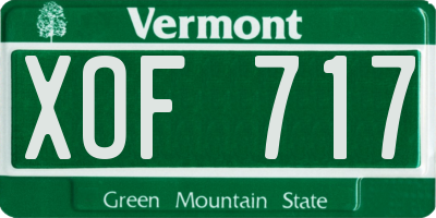 VT license plate XOF717