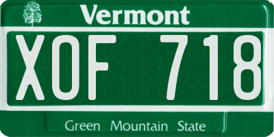 VT license plate XOF718