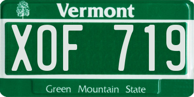 VT license plate XOF719