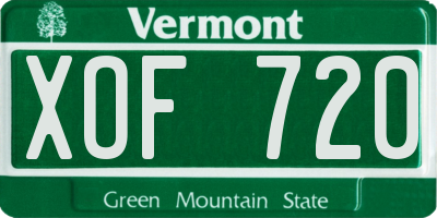 VT license plate XOF720