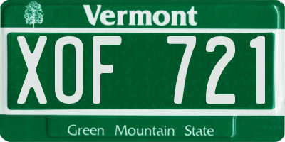 VT license plate XOF721