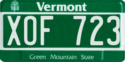 VT license plate XOF723