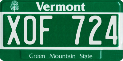 VT license plate XOF724
