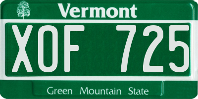 VT license plate XOF725